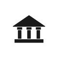 Bank icon. University black sign. Historic building with columns silhouette symbol. Royalty Free Stock Photo